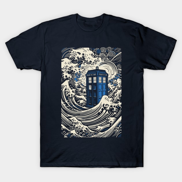 Kanagawa Tardis T-Shirt by DesignedbyWizards